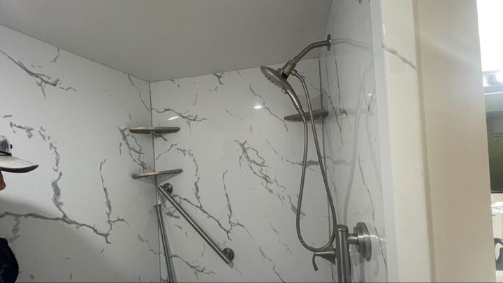 Bright linen white shower surround